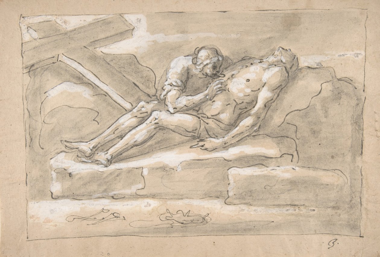 Le Christ mort pleuré par la Madeleine qui vénère sa blessure au côté, 1787-1863 - Fortunato Duranti