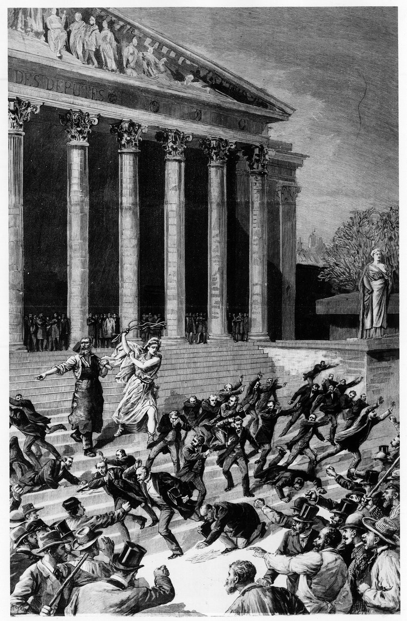 Suffrage universel et la République chassant les marchands du temple - dans « Le Journal illustré » du 25/12/1892, composition par Henri Meyer, gravure par Meaulle - Fortune Louis Meaulle