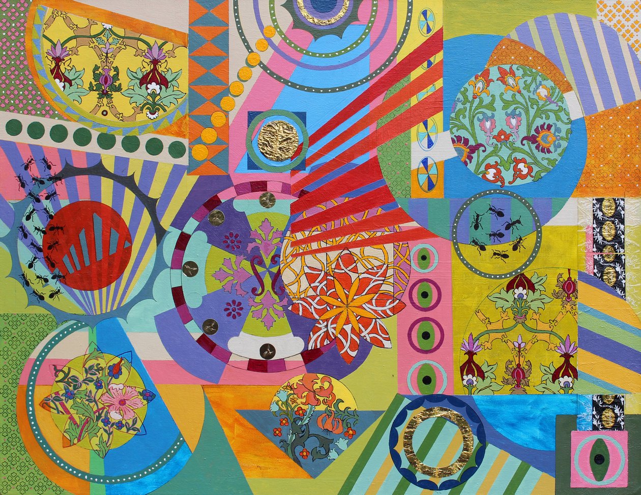 Dans mon jardin, il y a beaucoup de couleurs, 2024 (technique mixte sur toile) - Frances Ferdinands