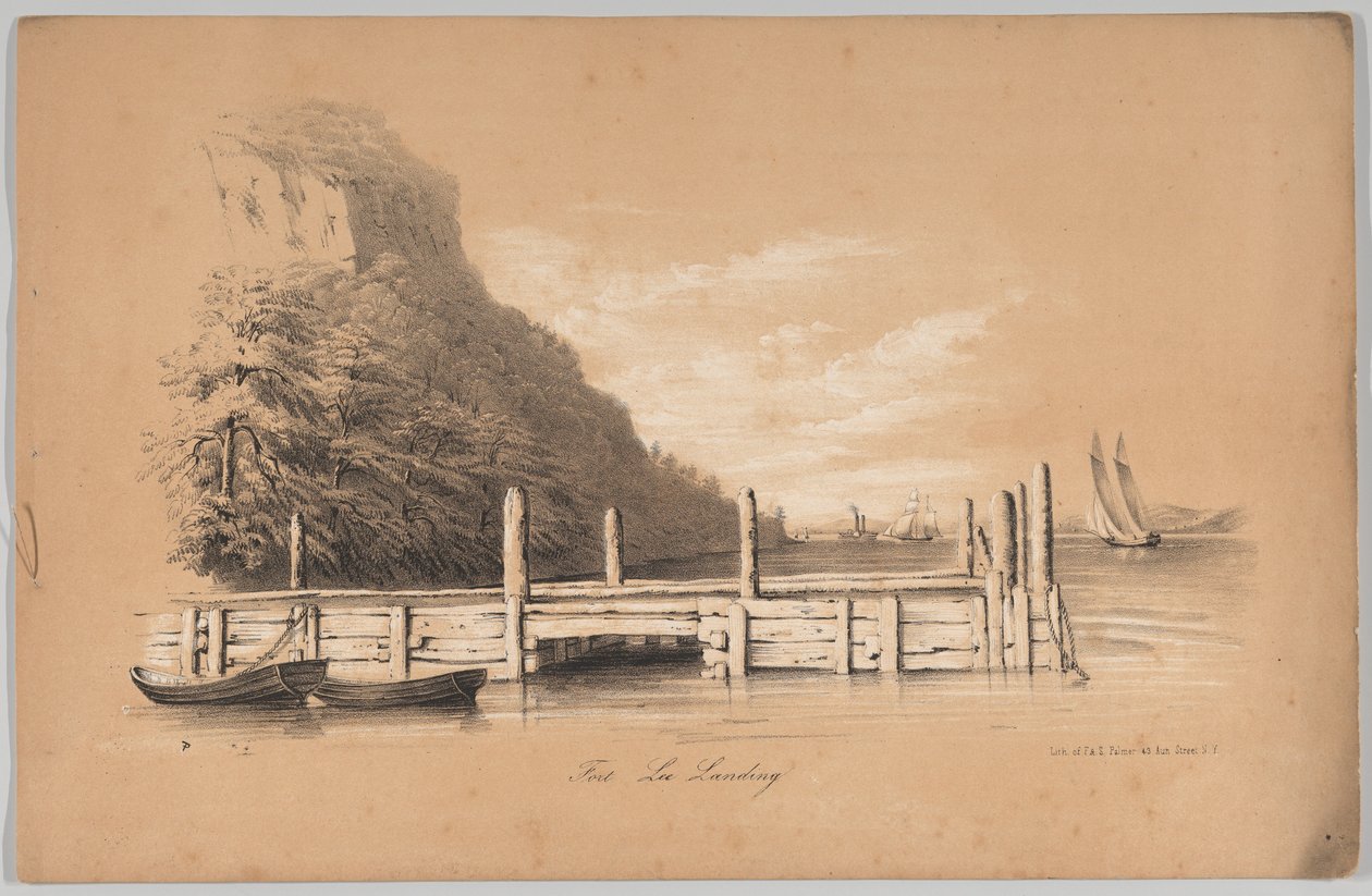Fort Lee Landing, dans : The New York Drawing Book, Containing a Series of Original Designs - Frances Flora Bond Palmer