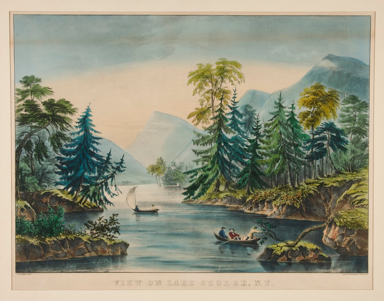 Vue sur le lac George, NY - Frances Flora Bond Palmer