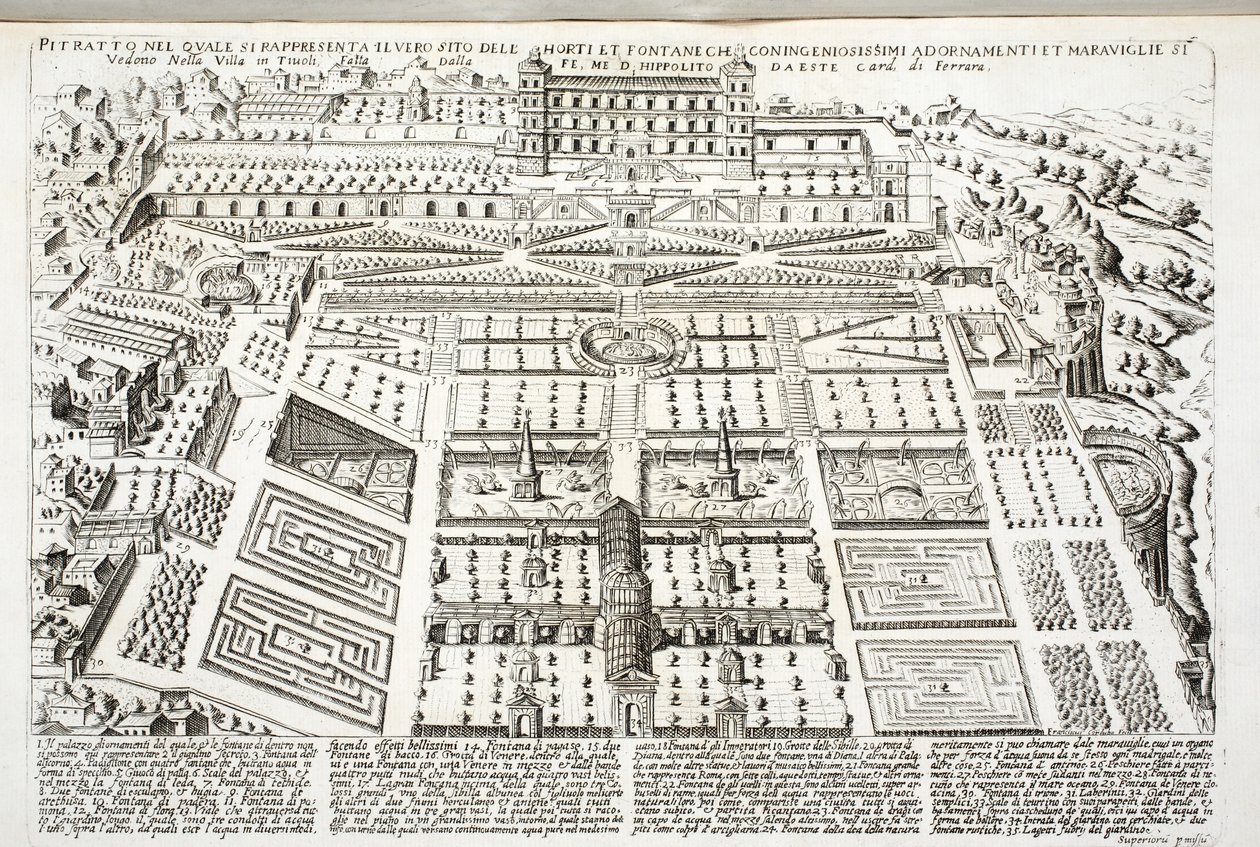 Vue des jardins de la Villa d