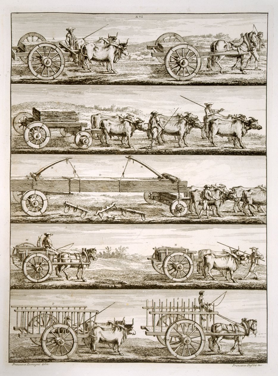 Divers chariots | Francesco Rostagni | Estampe d'art