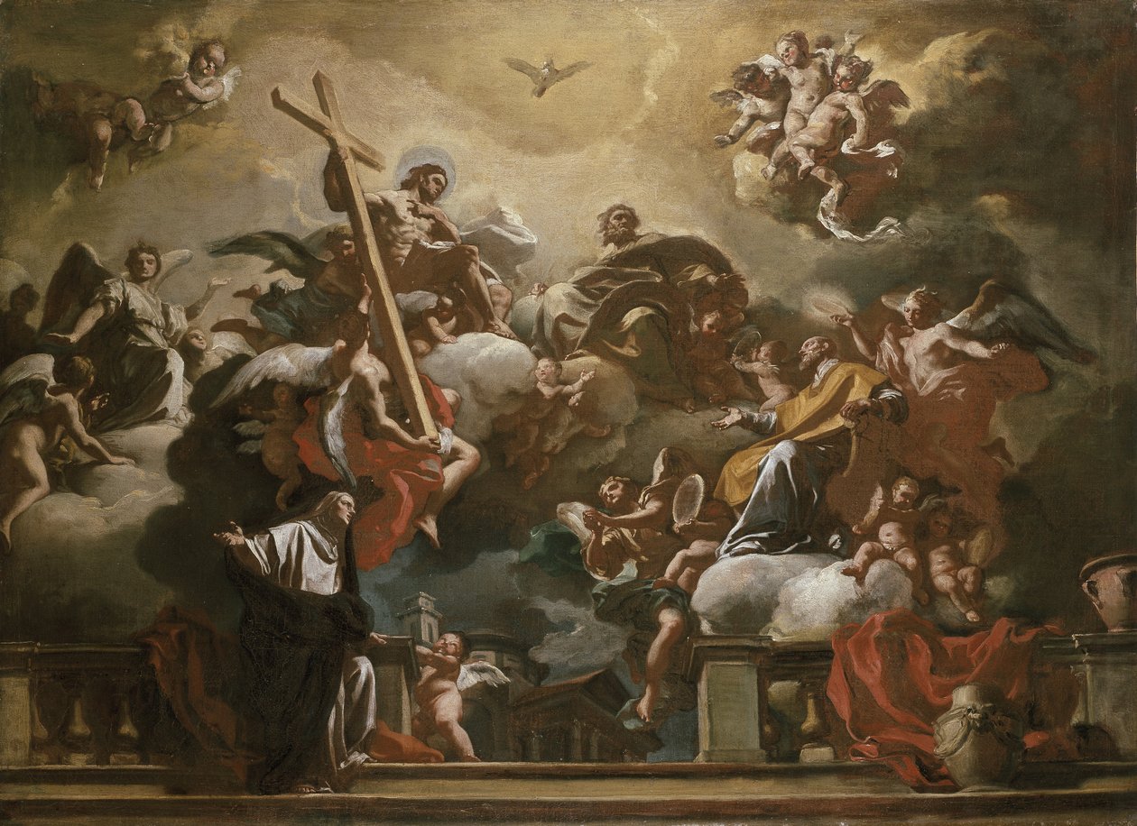 Vision de la Trinité avec SS. Philippe Néri et Francesca Romana, 18e siècle - Francesco Solimena