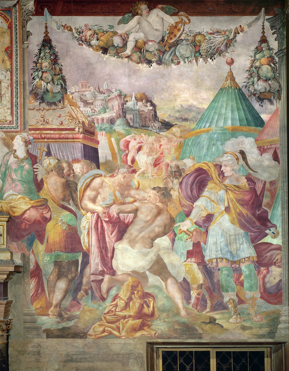 Marcus Furius Camillus (447-365 av. J.-C.) punissant le maître de Falerii en 394 av. J.-C., de la Sala dell