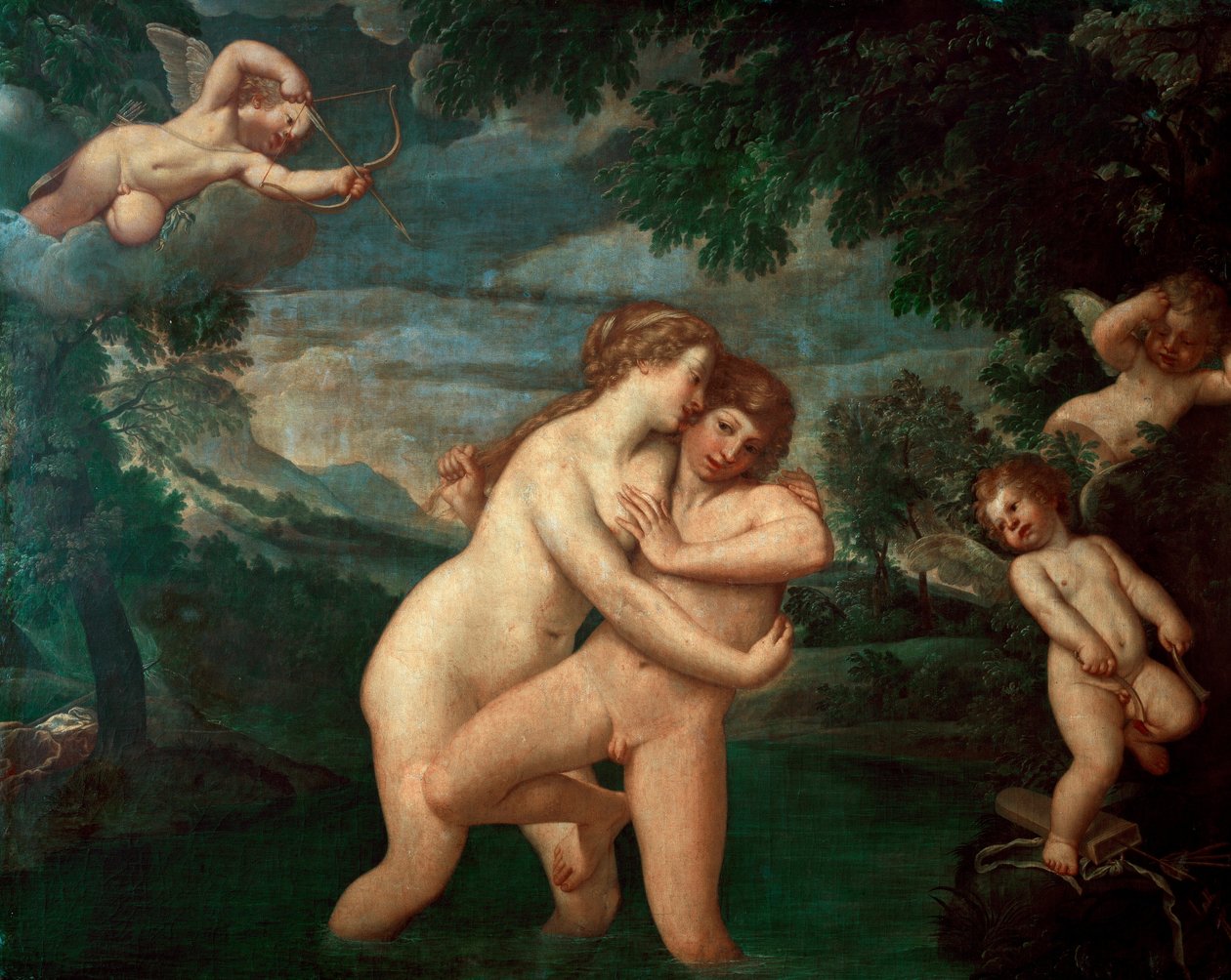 Salmacis dans le bain repoussée par Hermaphrodite - Francesco Albani