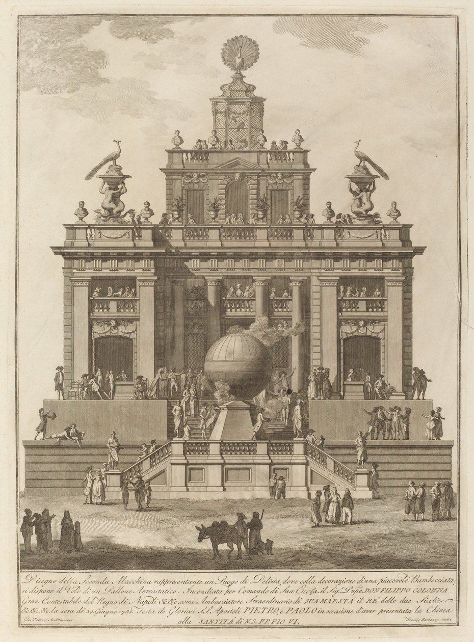Un lieu de délice avec un ballon aérien, pour le festival de la "Chinea" - Francesco Barbazza after Giuseppe Palazzi