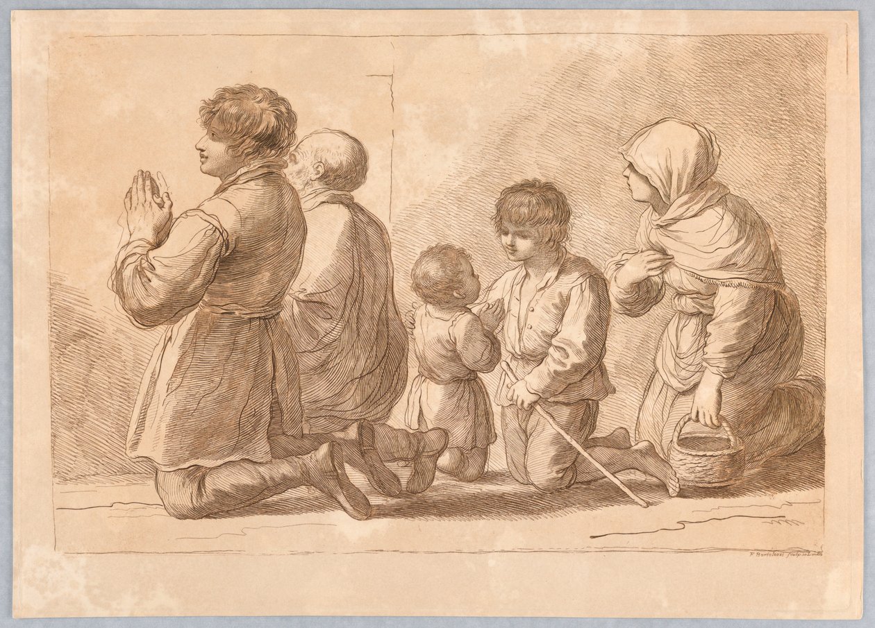Une famille en prière - Francesco Bartolozzi