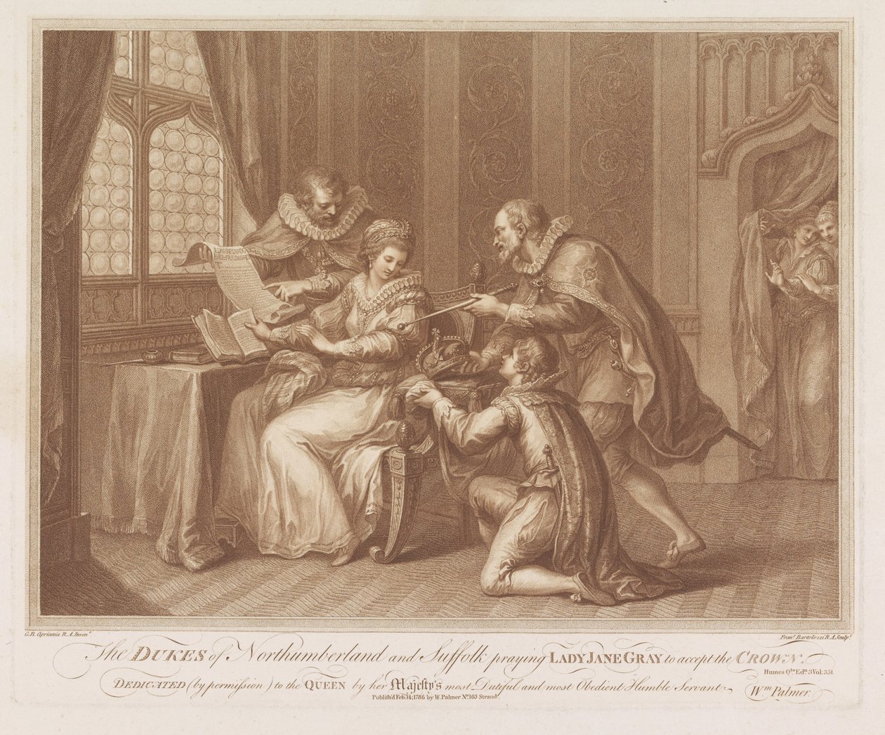 Les ducs de Northumberland et de Suffolk demandent à Lady Jane Grey d