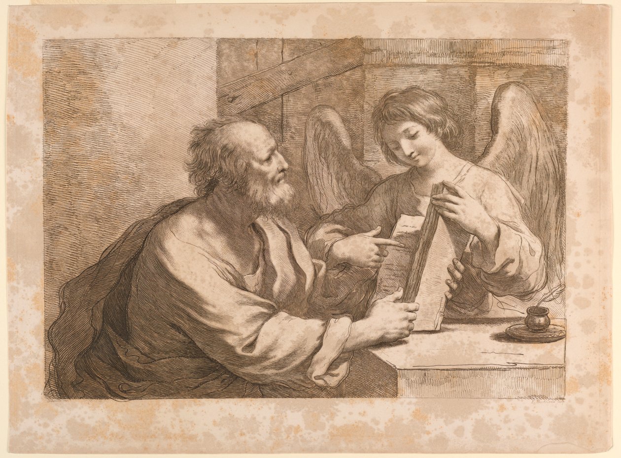 Saint Matthieu avec un ange et un livre - Francesco Bartolozzi