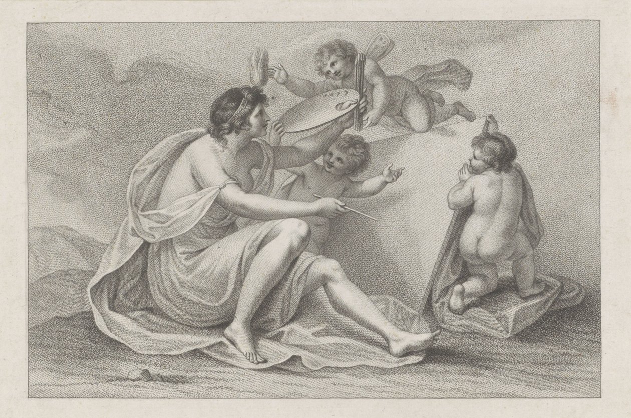 Page de titre avec la personnification de la peinture (Les rudiments du dessin de Cipriani) - Francesco Bartolozzi