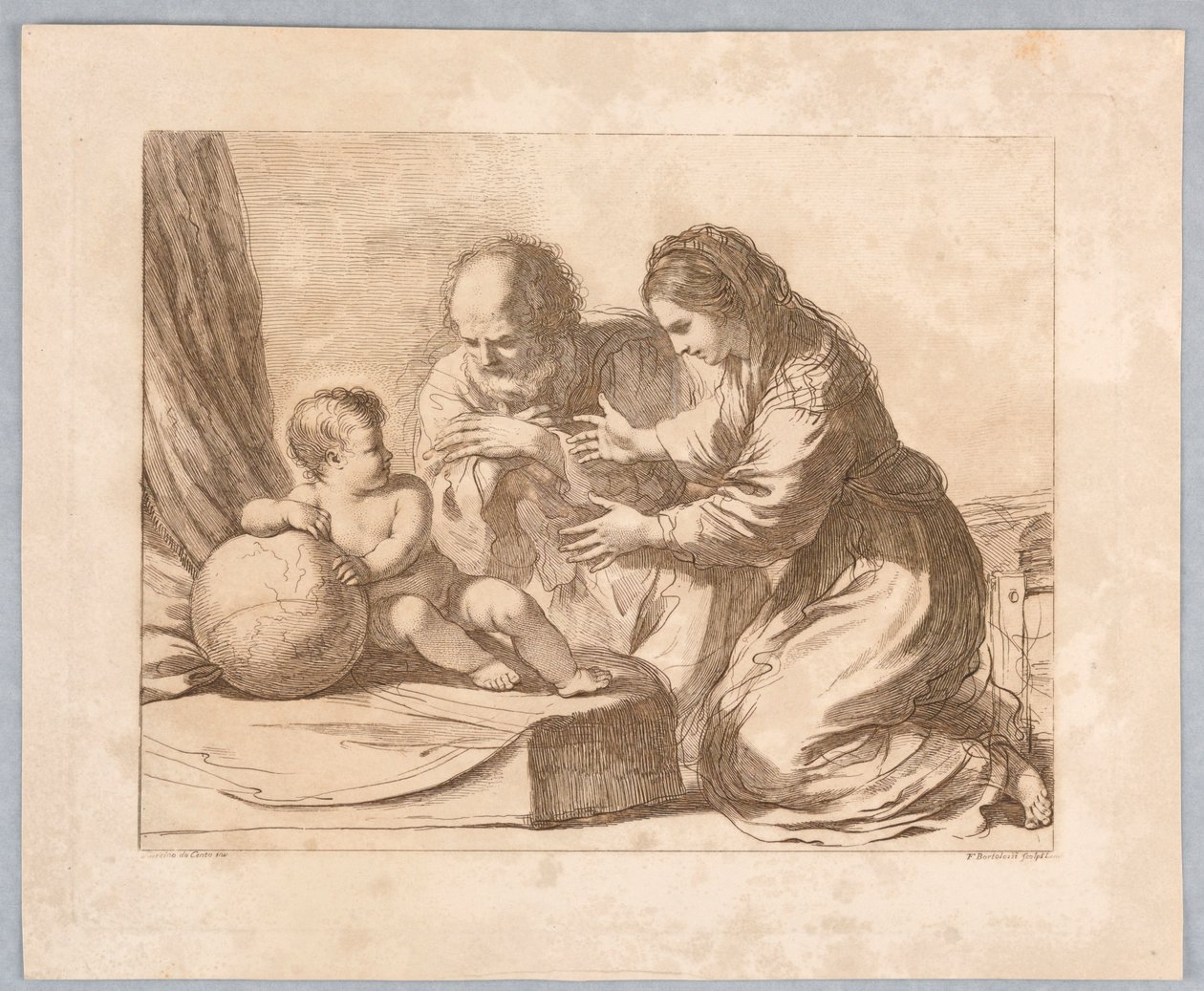 Vierge Marie, Joseph et Enfant, avec un Globe - Francesco Bartolozzi