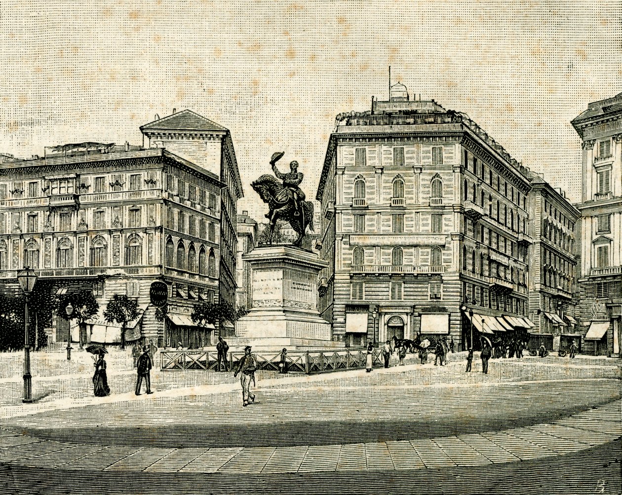 Monument à Victor Emmanuel II (1820-1878), par Francesco Barzaghi (1839-1892), Piazza Corvetto, Gênes, Ligurie, Italie - Francesco Barzaghi