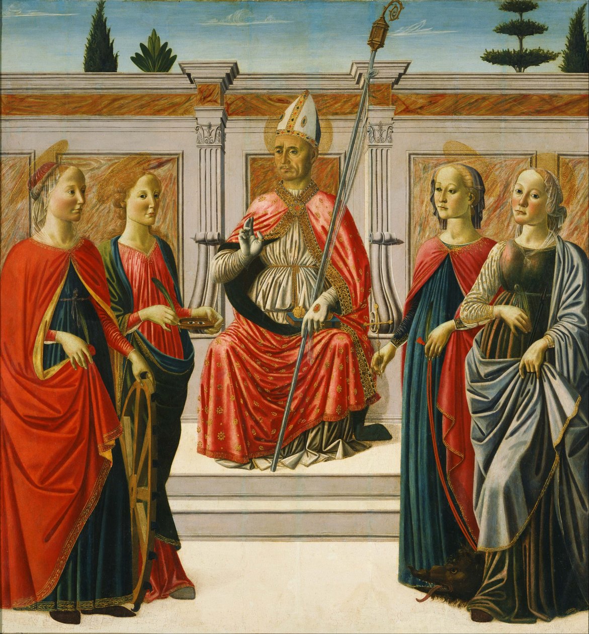 Saint-Nicolas et Sainte-Catherine, Sainte-Lucie, Sainte-Marguerite et Sainte-Apollonie. - Francesco Botticini