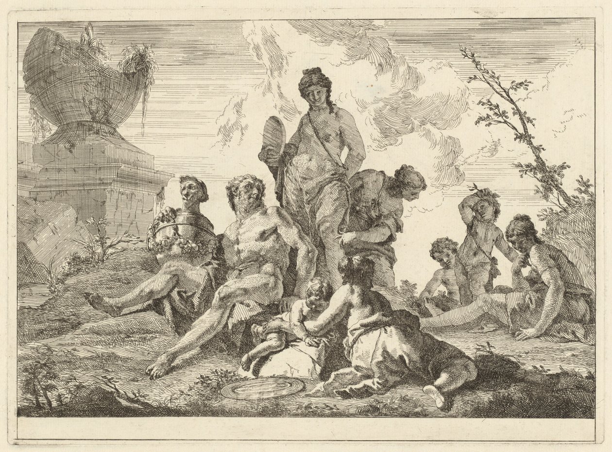 Vénus et Vulcain avec trois nymphes et trois cupidons - Francesco Fontebasso