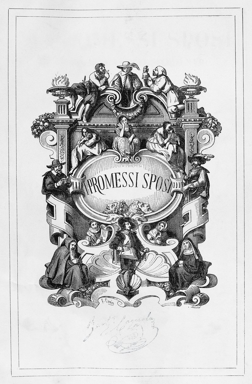 Les Fiancés, page de titre par Francesco Gonin (1808-1889) pour l