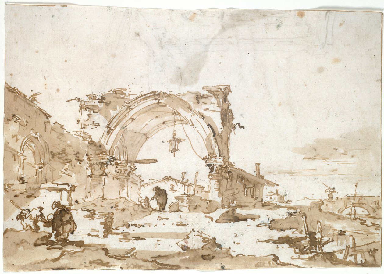 Un caprice avec une arche gothique en ruine - Francesco Guardi