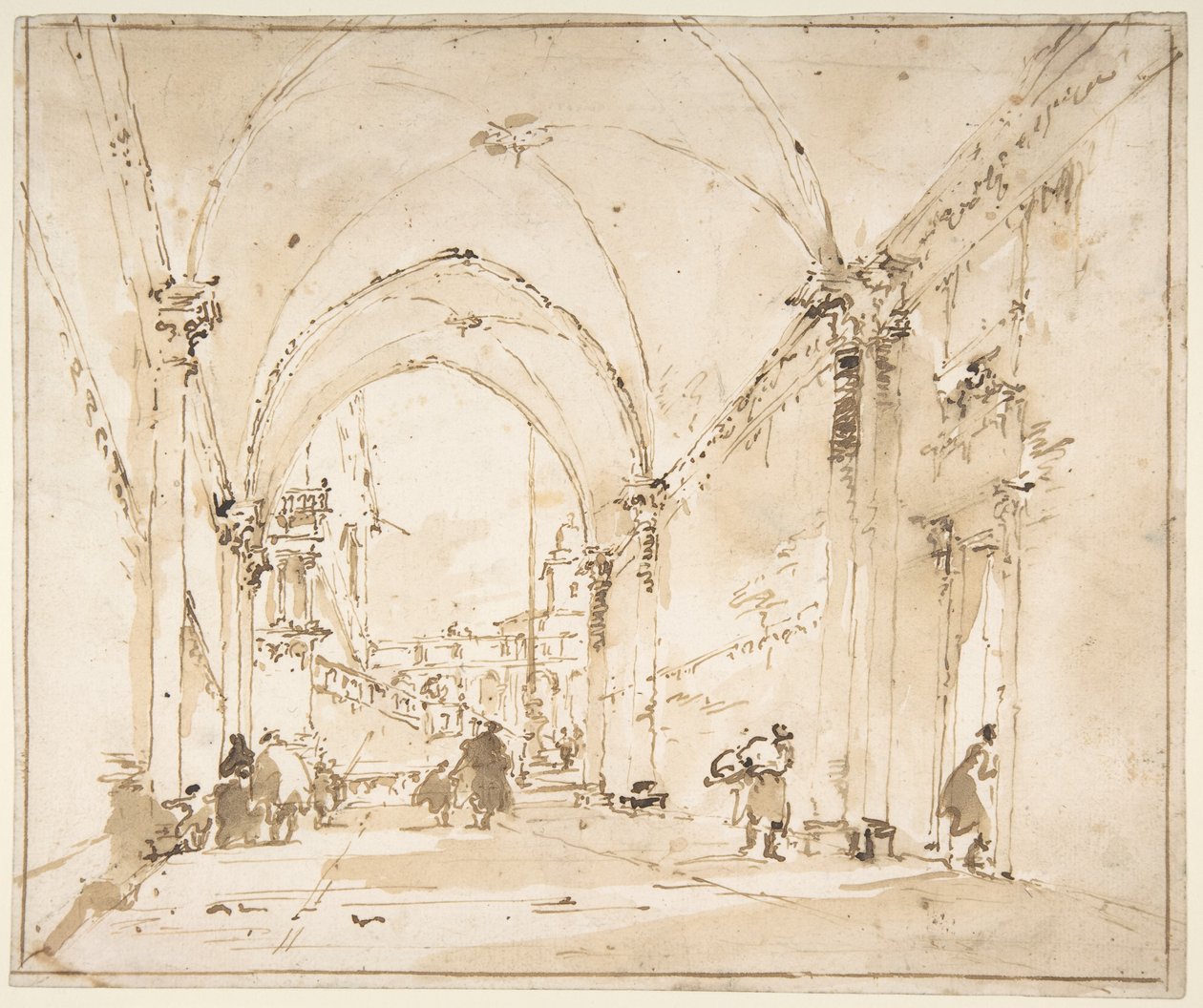 Capriccio architectural : passage voûté menant à une place - Francesco Guardi