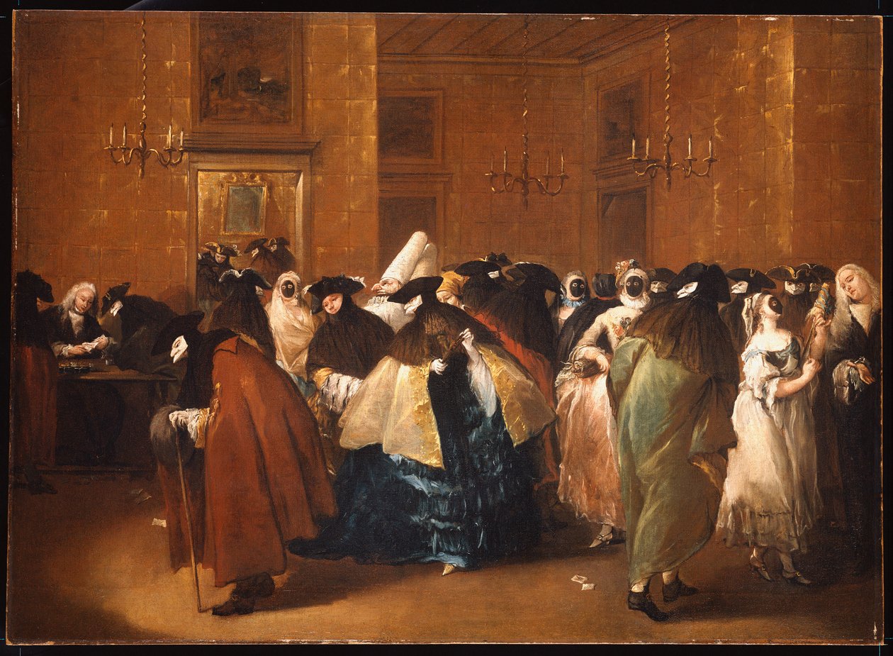 Dames et messieurs en costume de carnaval au Ridotto, Venise - Francesco Guardi