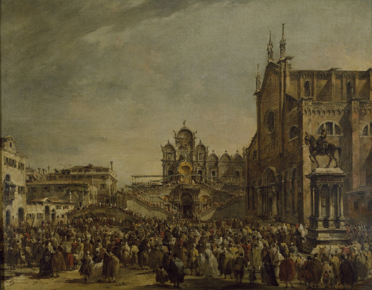 Le pape Pie VI bénissant la multitude sur le Campo SS. Giovanni et Paolo, XVIIIe siècle - Francesco Guardi