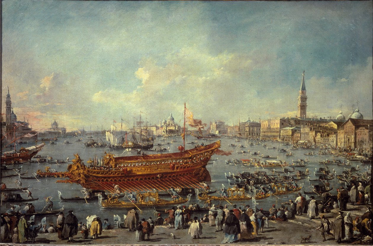 Le départ du Bucentaure pour le Lido de Venise pour la cérémonie de l