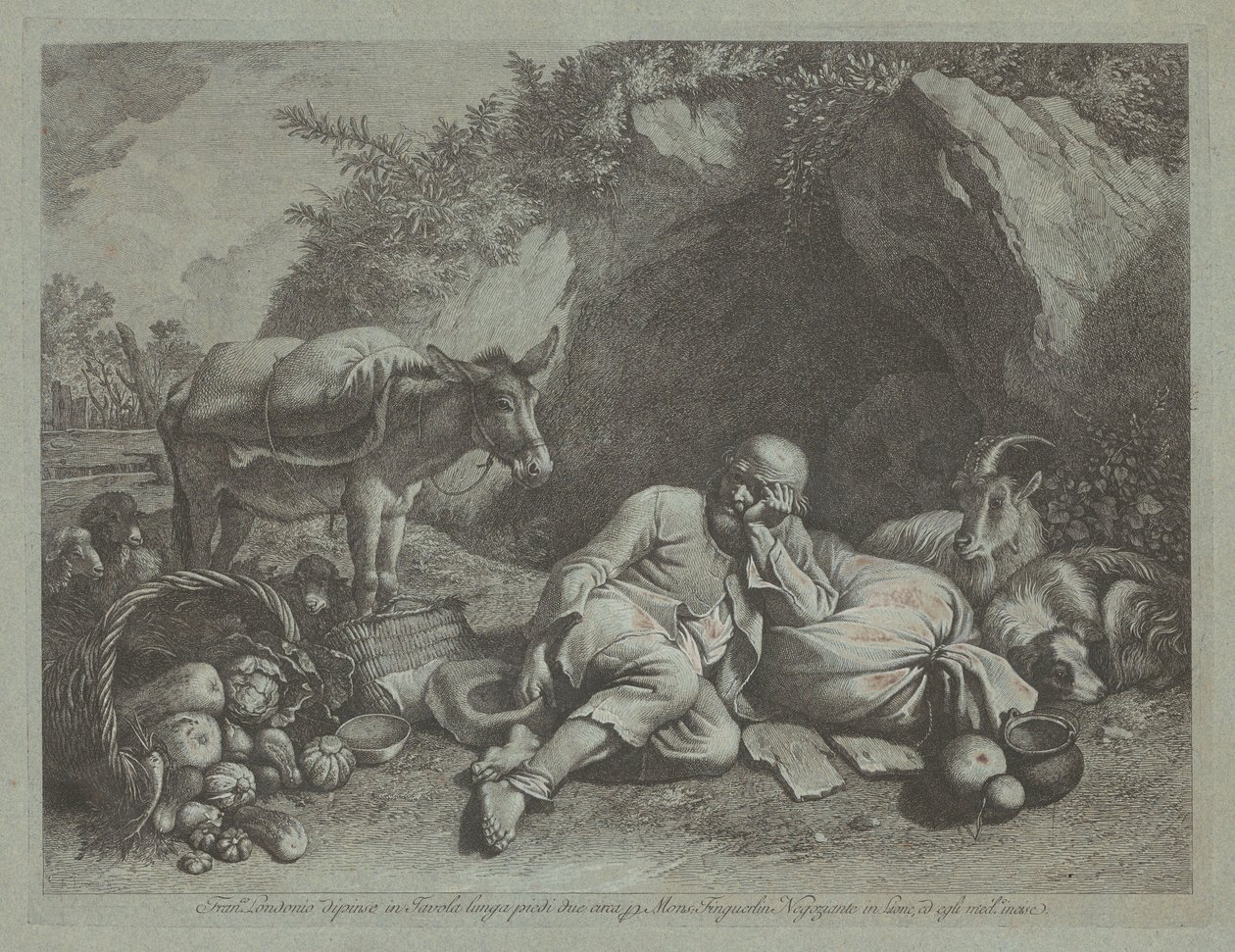 Vieil homme appuyé contre un sac, probablement après 1767 - Francesco Londonio