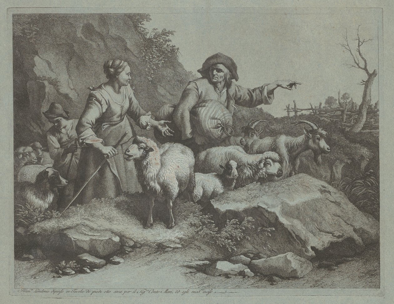 Paysans avec un sac et deux bergères, après 1765 - Francesco Londonio