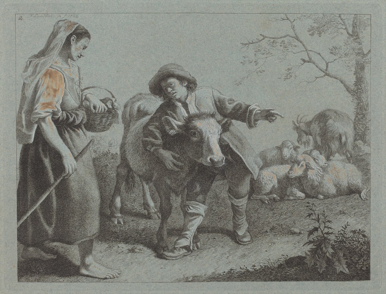Berger indiquant la direction à une bergère, 1762 - Francesco Londonio