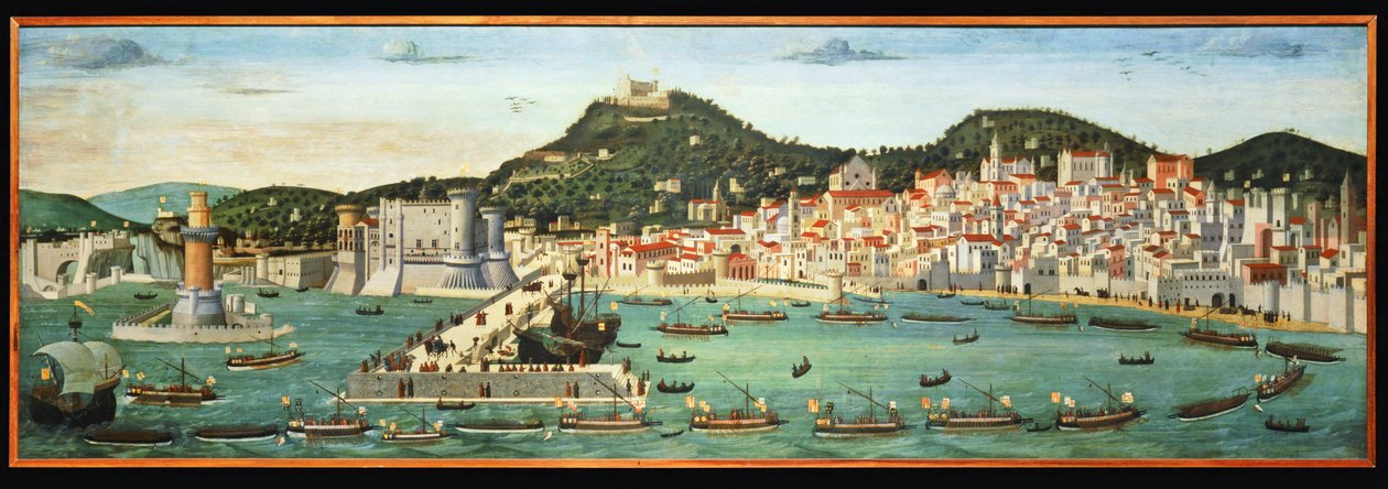 Tavola Strozzi représentant le front de mer de Naples et le retour de la flotte aragonaise après la bataille d