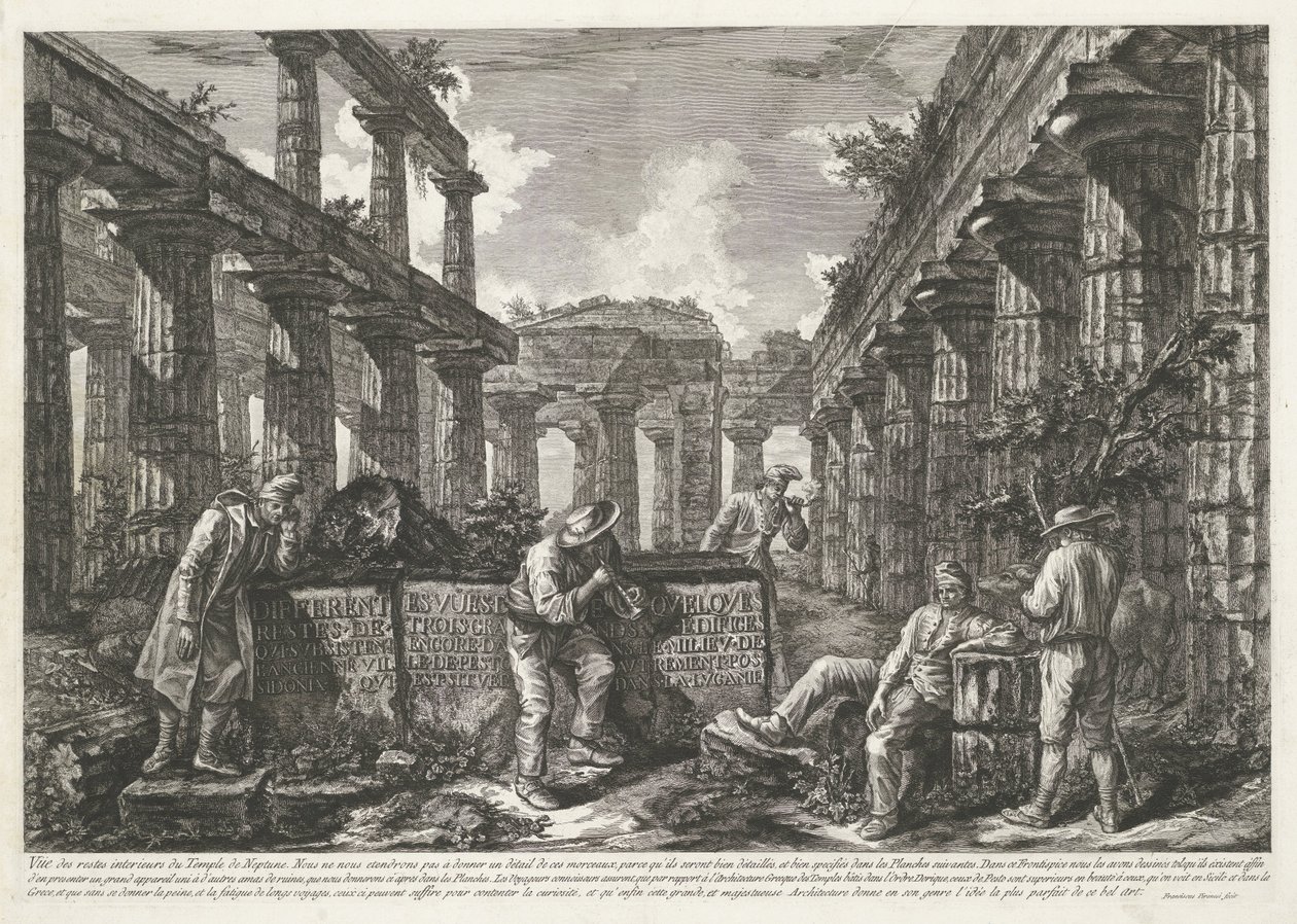 Titre avec les restes du Temple de Neptune à Paestum - Francesco Piranesi