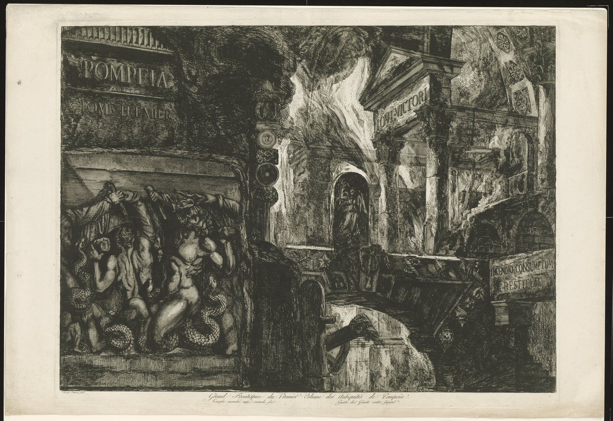 Page de titre avec temple et fragments de construction - Francesco Piranesi