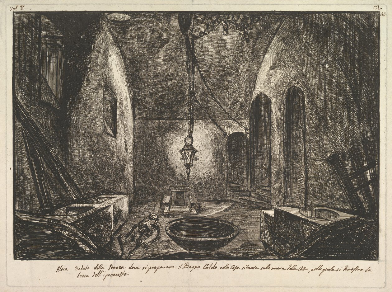 Vue de Pompéi Altra veduta della Stanza dove si preparava il Bogno Caldo - Francesco Piranesi