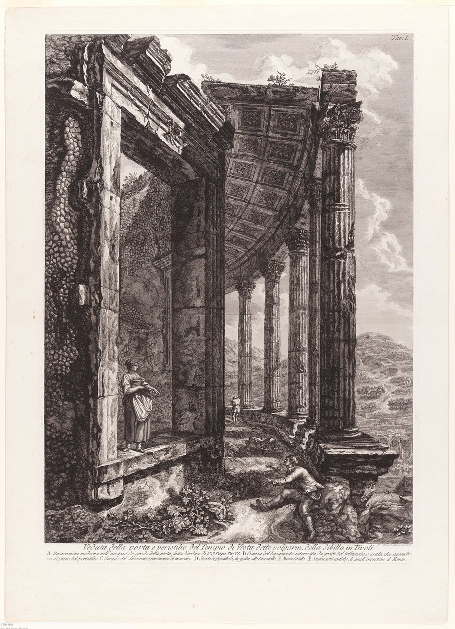 Vue de la porte et du péristyle du temple de Vesta - Francesco Piranesi