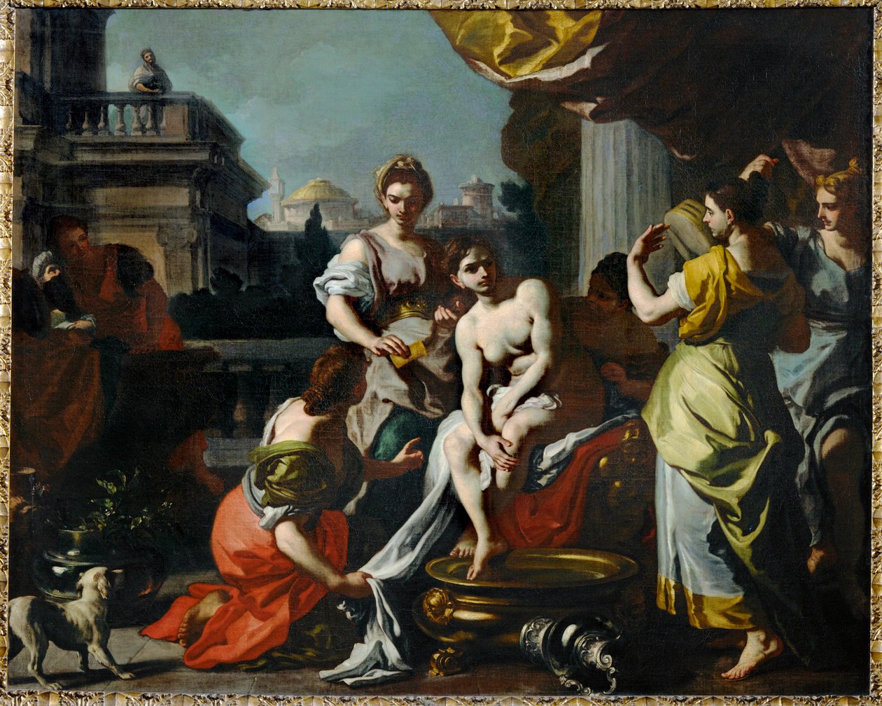 Bathseba dans son bain ... (peinture sur toile) - Francesco Solimena