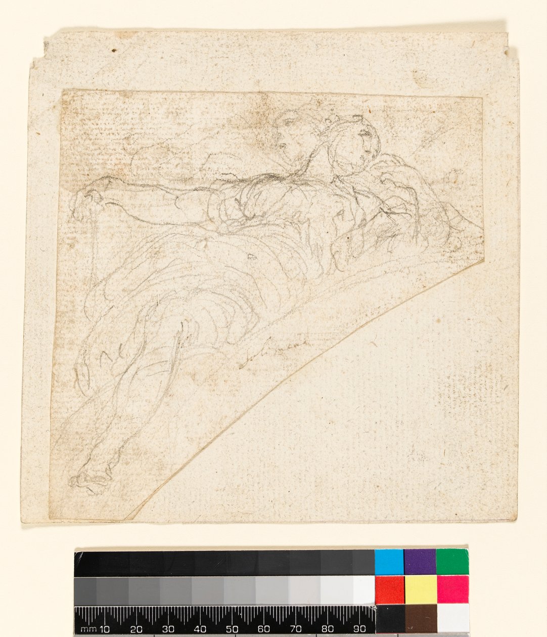 Recto : Étude pour une figure féminine dans un écoinçon. Verso : Dessin au dos du papier, avant 1747 - Francesco Solimena