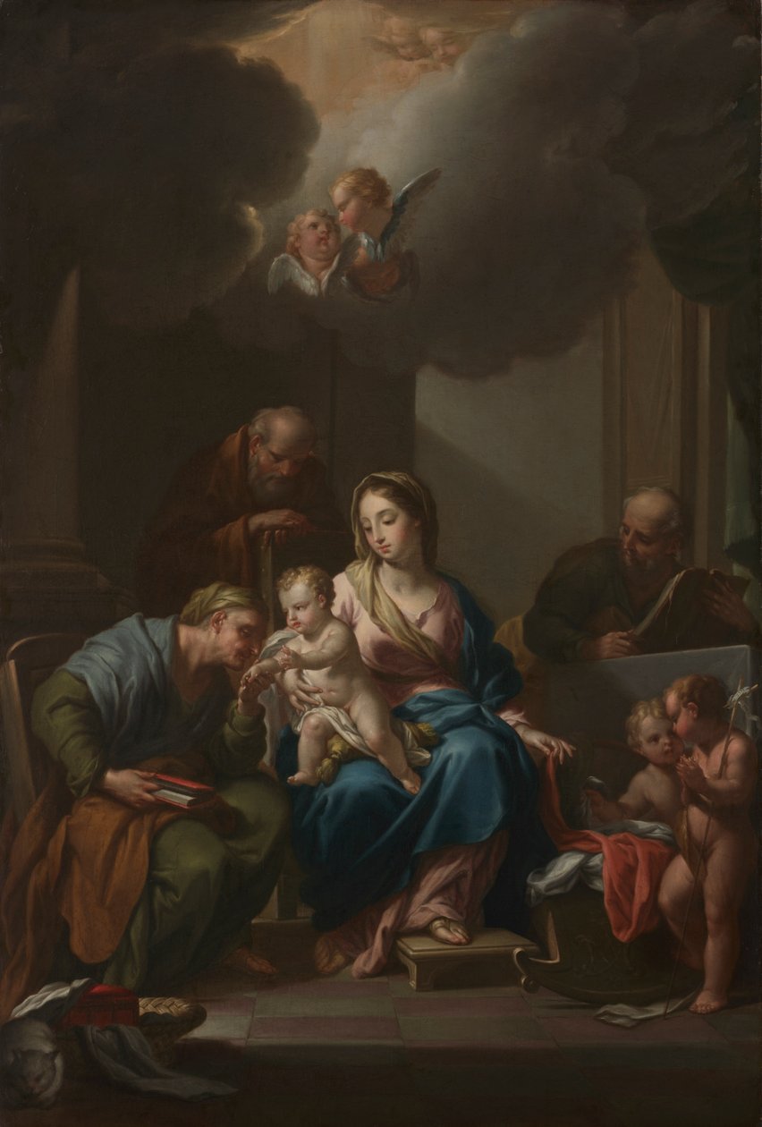 Esquisse de Présentation pour "La Sainte Famille avec les Saints Anne, Joachim et Jean-Baptiste" (pour Santa Maria in Via Lata, Rome) - Francesco Trevisani