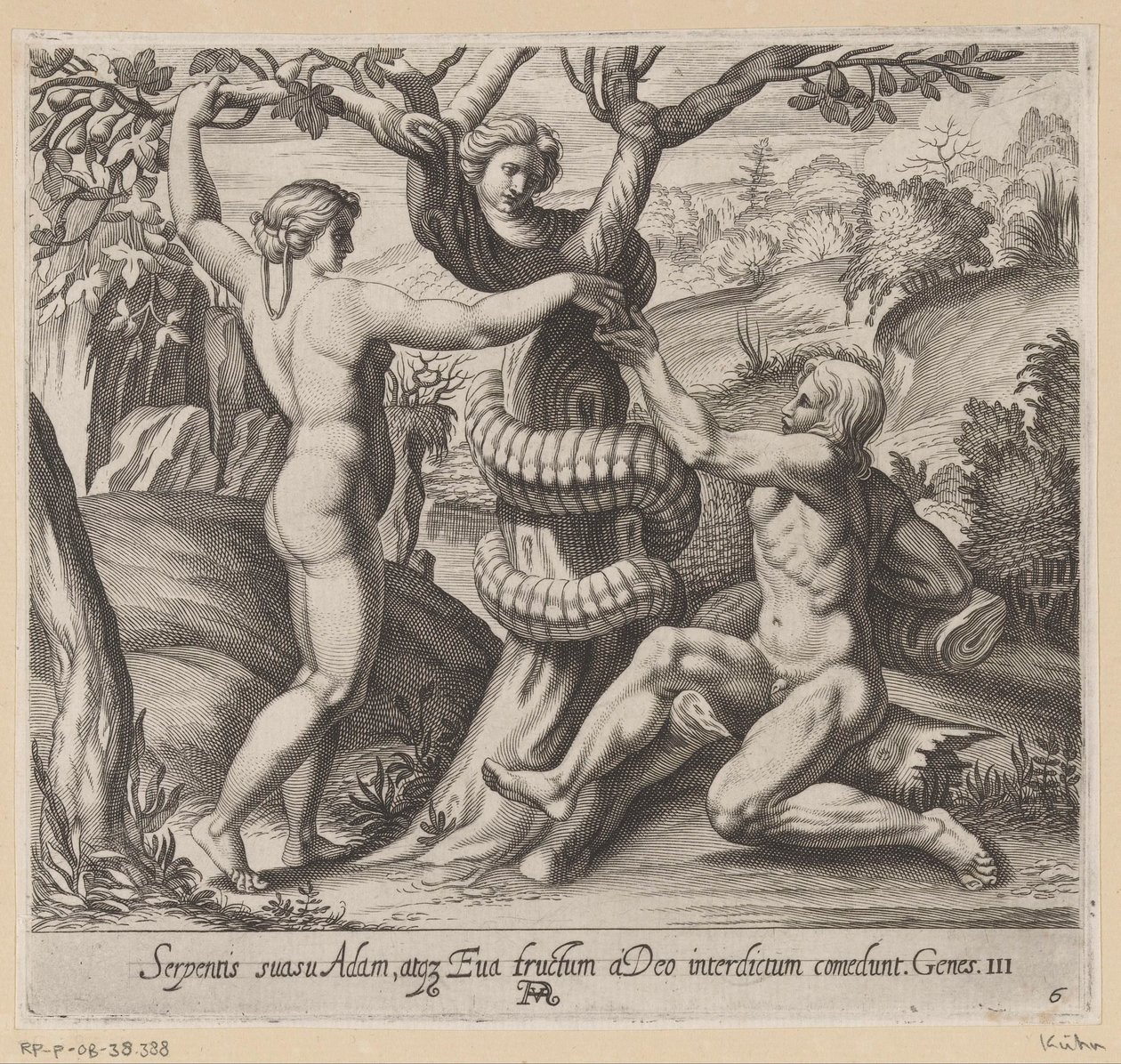 Ève offre le fruit défendu à Adam - Francesco Villamena