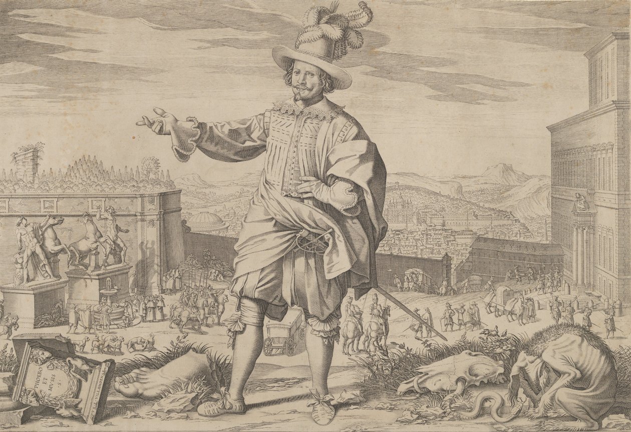 Portrait de Ioannes Altus Johann Alten, de la Garde suisse, debout près du Quirinal - Francesco Villamena
