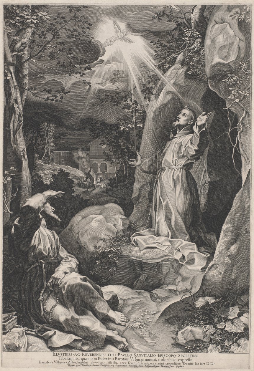 Saint François recevant les stigmates - Francesco Villamena, after Federico Barocci
