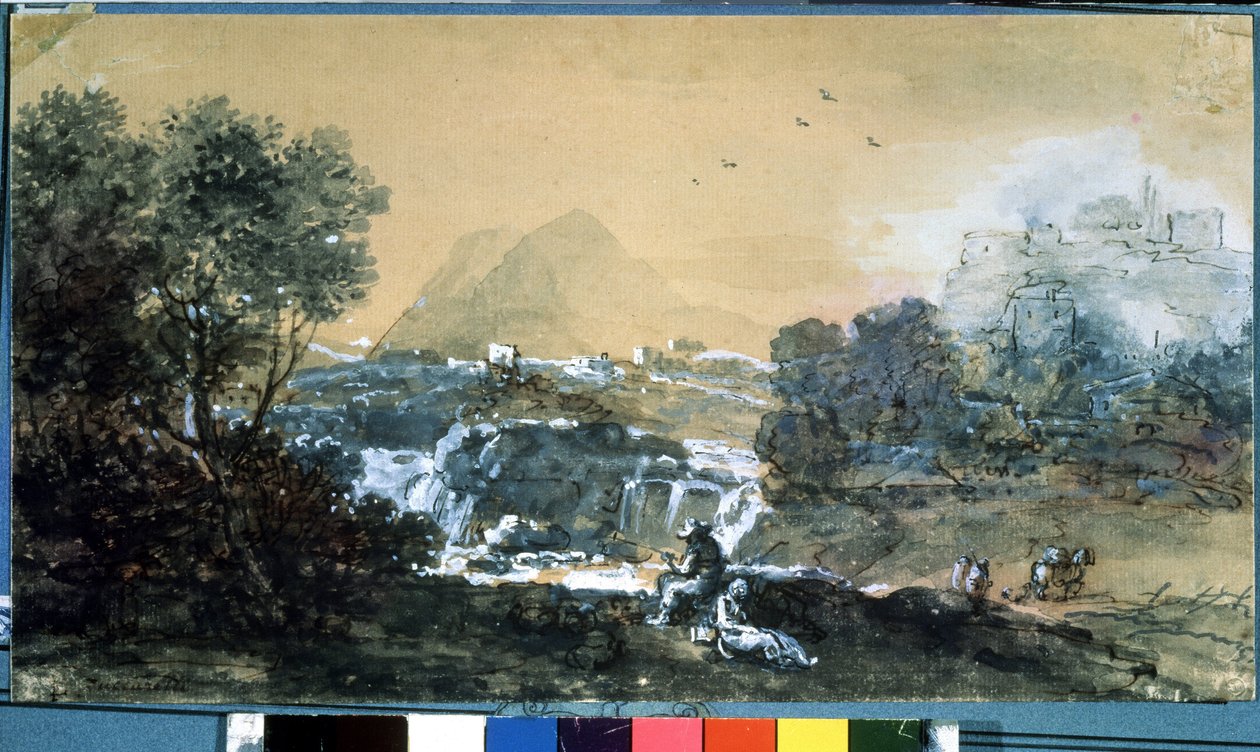 Paysage avec cascade d