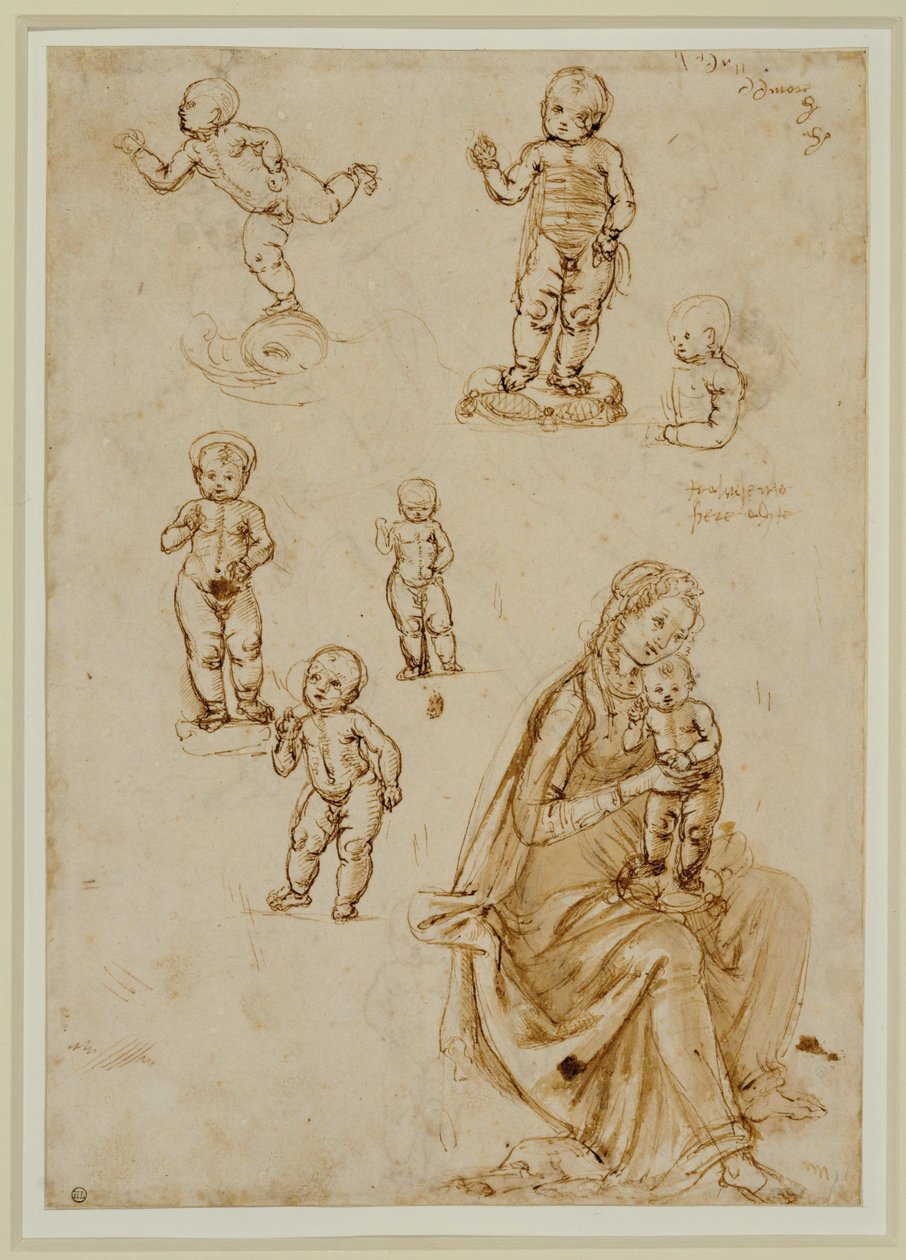Six enfants ; la Vierge et l