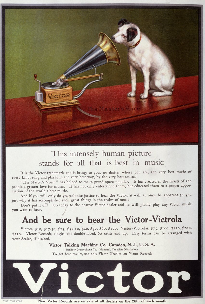 Publicité pour les gramophones Victor, de 