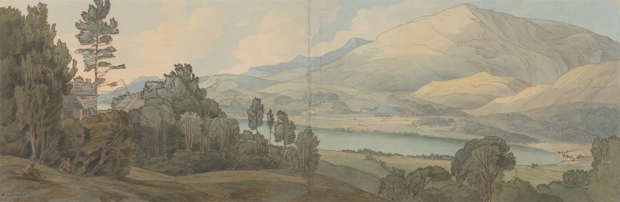 Vue du lac Coniston, Lancashire - Francis Towne