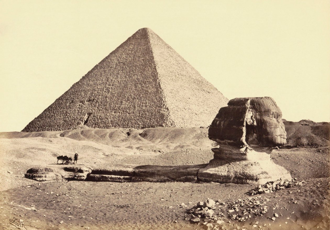 Grande Pyramide de Gizeh et Sphinx, Égypte. 19e siècle. - Francis (after) Frith