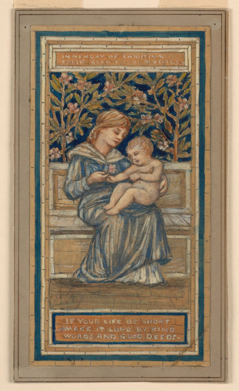 Conception pour une fenêtre en vitrail en mémoire de Christina Trask - Francis Augustus Lathrop