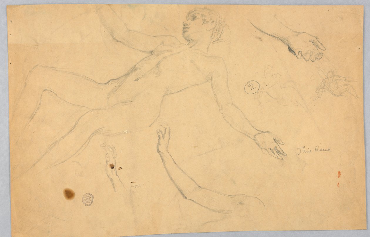 Esquisses de nu féminin et de mains - Francis Augustus Lathrop