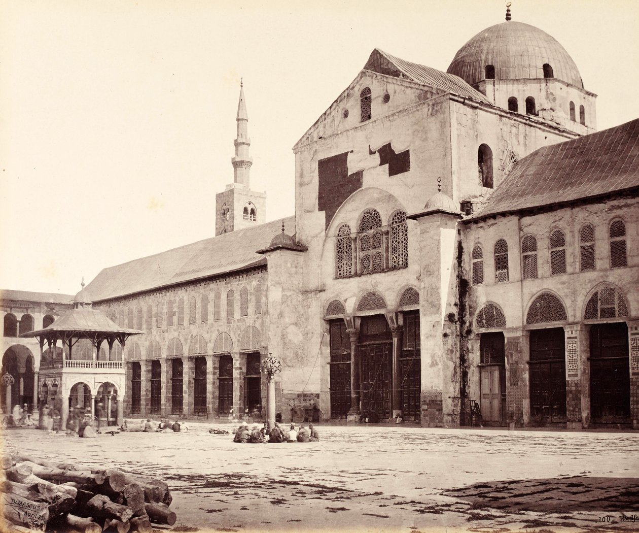 Façade de la Grande Mosquée (Mosquée des Omeyyades), vue vers le nord, Damas - Francis Bedford