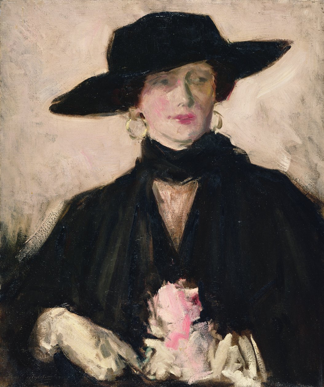 Dame avec un chapeau noir - Francis Campbell Boileau Cadell