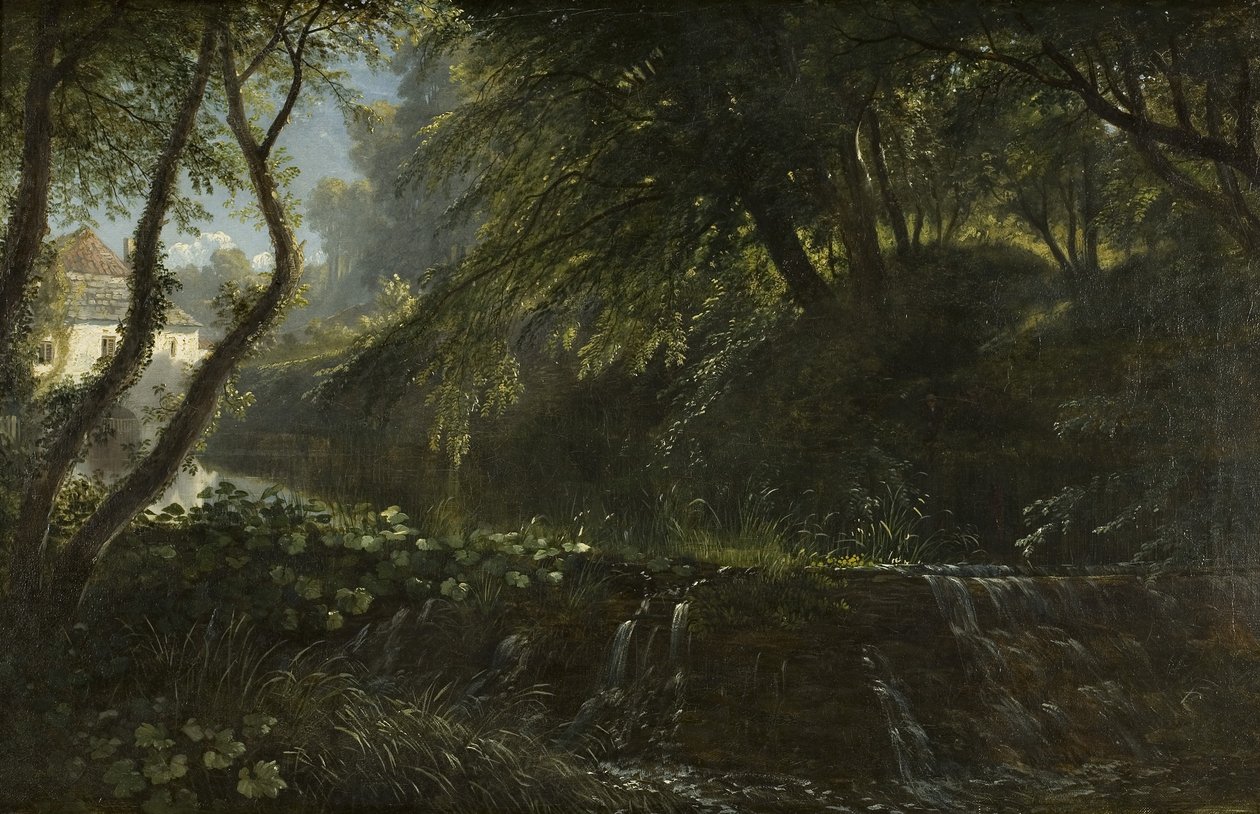Scène de rivière avec barrage et moulin, vers 1823 - Francis Danby