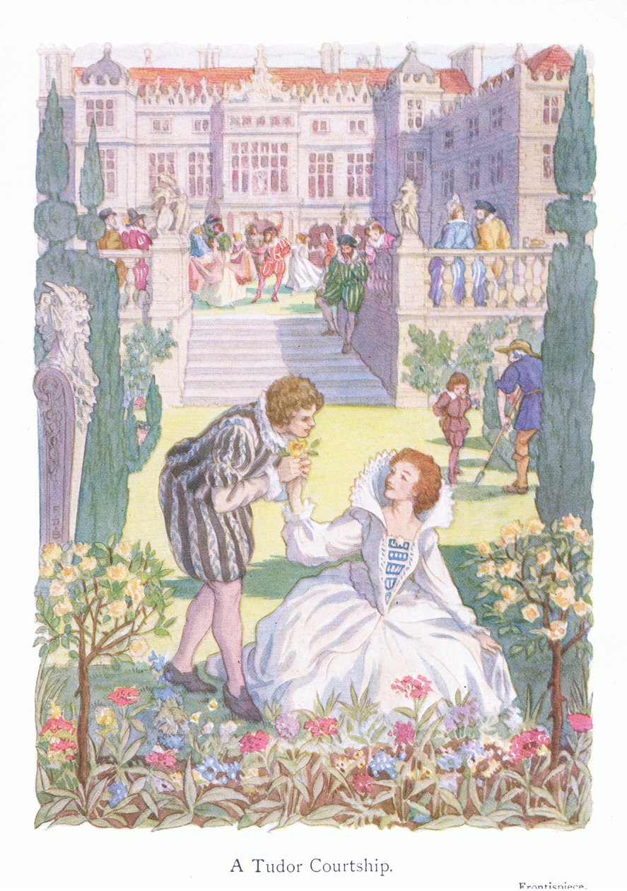 La cour des Tudor (lithographie couleur) - Francis Donkin Bedford